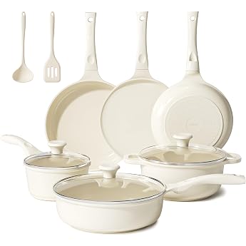 Redchef Ceramic Induction Pot Set, Pan Set, Cookware Set, 11-Piece Induction Pots Set with Glass Lid, PTFE-Free, PFAS-Free, S