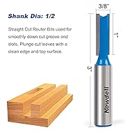 Vista 2 de Newdeli - Juego de 3 brocas rectas de corte recto, 3 brocas rectas de doble flauta de 1/2 con fresadora de madera dada recta con 1/4 pulgadas, 3/8