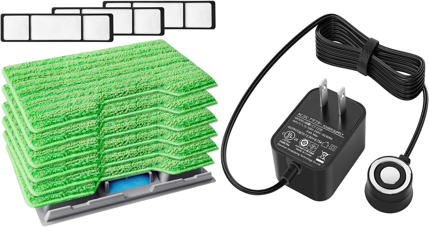 KEEPOW Reusable Mop Replacement Pads Compatible with Shark Vac Mop VM252 VM200 VC205 VM250 /QM250 VM190 VM200P12, Washable Vacuum Mop Pad Refills, Upgraded Design of Dirt Chamber