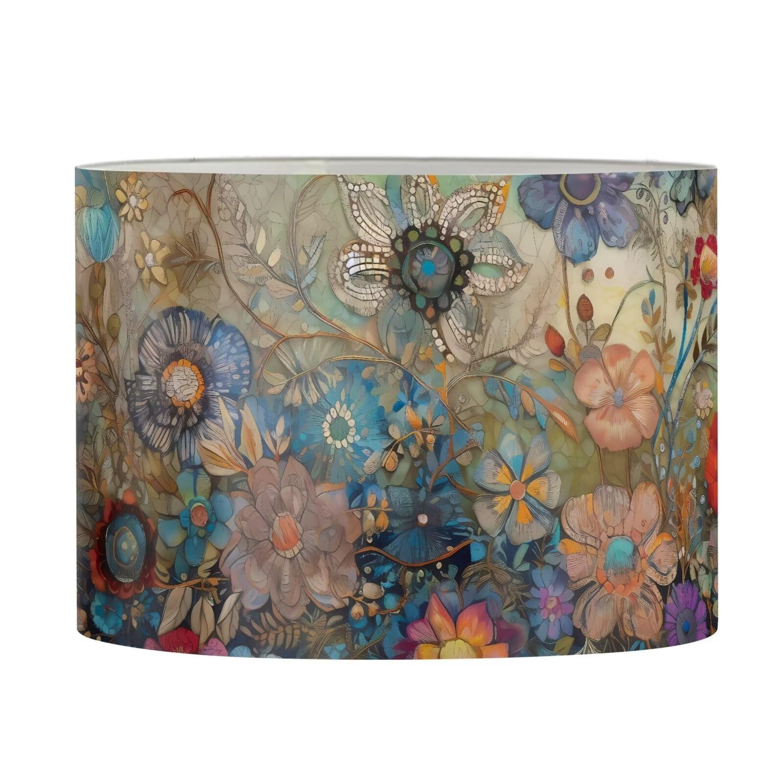 FANCOSAN Vintage Lamp Shades Rustic Farmhouse Floral Pattern Lampshade Decorative Drum Lampshade for Home,Bedroom,Living Room,Office-S โ image 1