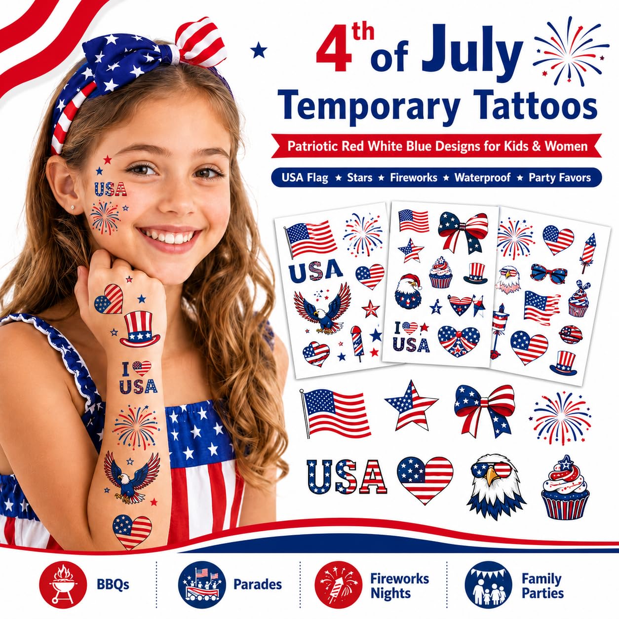 Printable Temporary Tattoo Paper for INKJET Printer, Custom Tattoo Sticker 8.5"X11", DIY Personalized Long-lasting Clear Transfer Paper for Kids, Family, Women, Halloween, Birthday, Parties, Christmas thumbnail