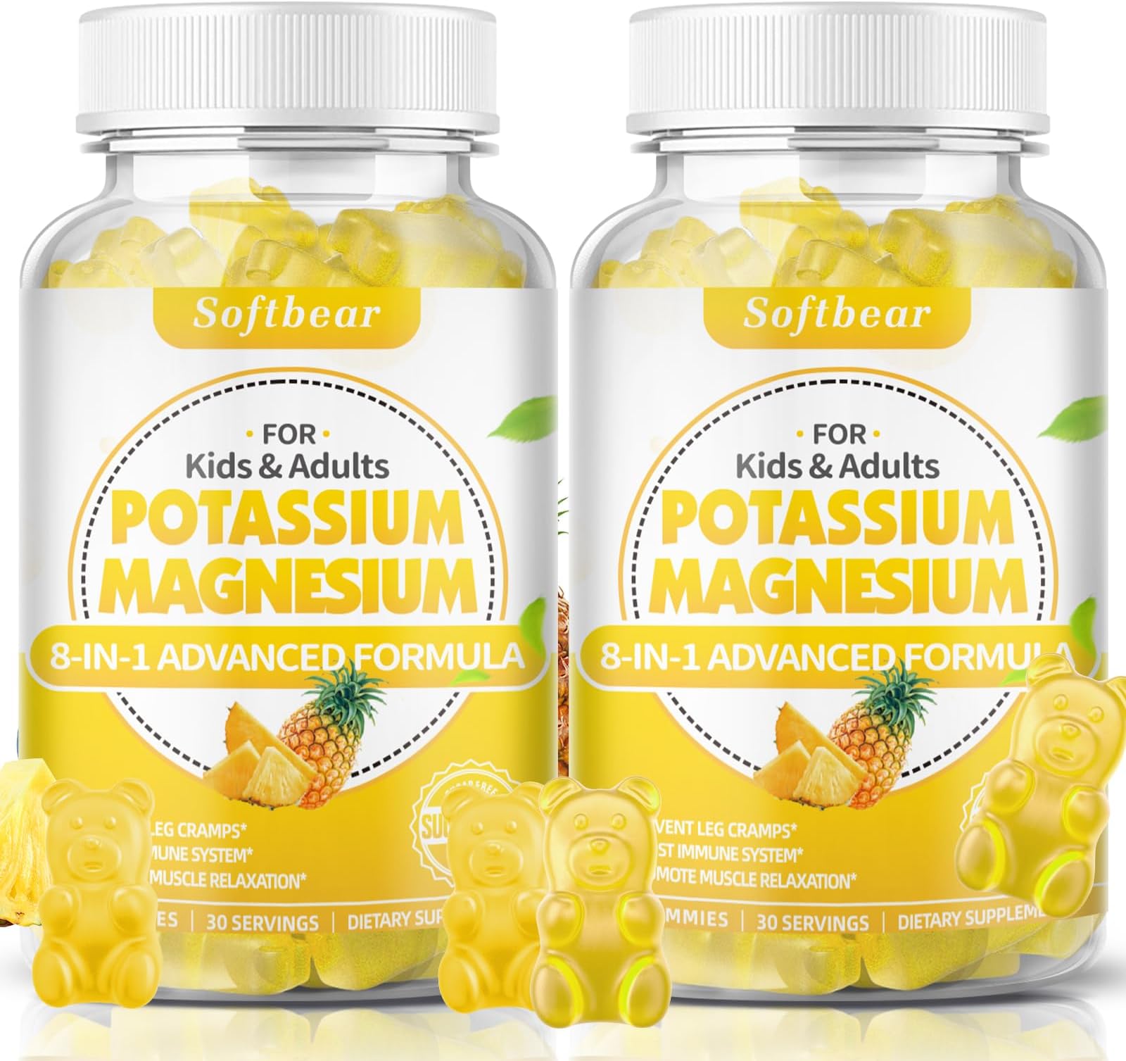 softbear Potassium Gummies for Adults, SugarFree Potassium Magnesium Supplement