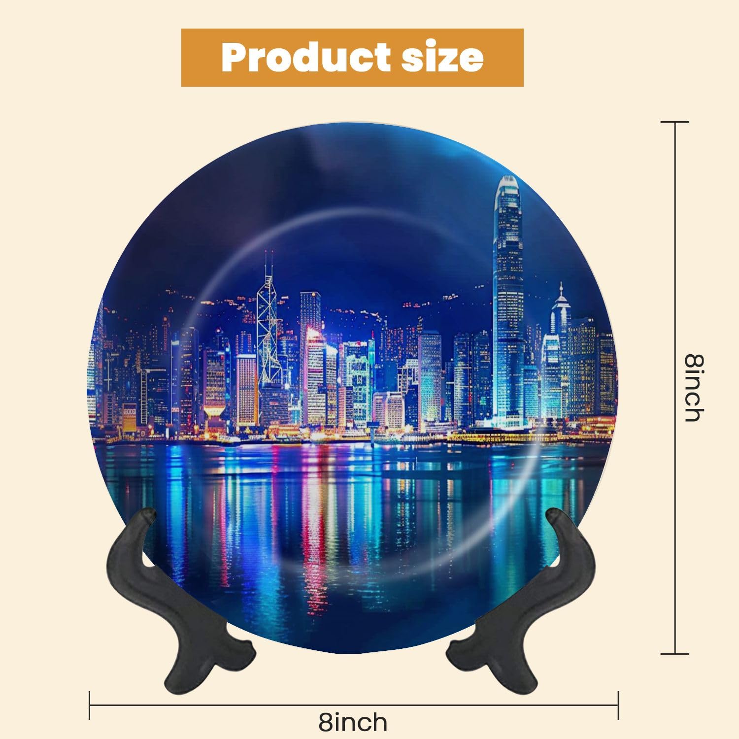 Decorative Plates for Display Hong Kong Gift Plates Ceramic Collections Plates Hanging Artwork for Living Dining Room Kitchen Souvenir