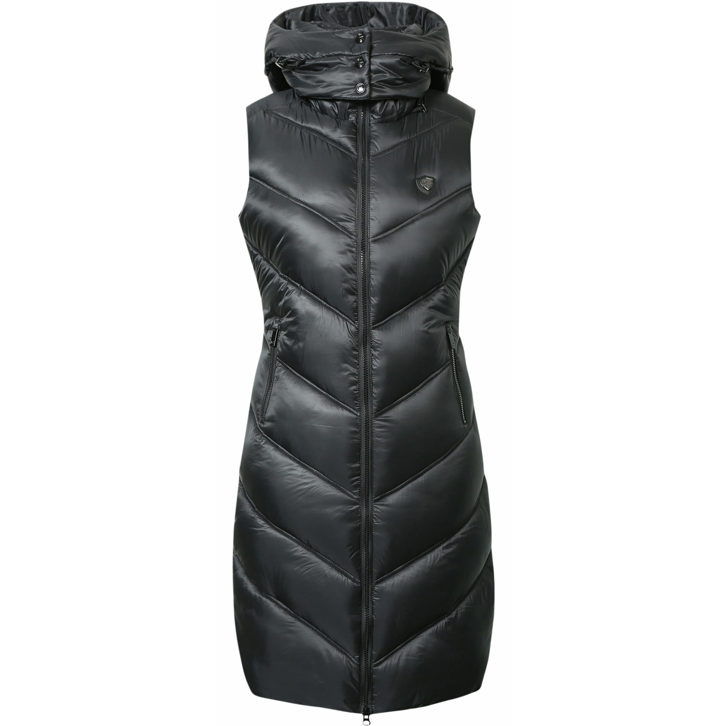 Covalliero - Damen Langweste | Longweste zum Reiten | Reitweste mit Reitschlitz | Steppweste mit Kapuze & 2 Taschen | wasserabweisende Winterweste | Reitbekleidung in vielen Farben & Größen