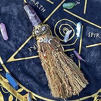 Vista 1 de Escoba de altar de bruja Wicca Ritual Escoba Crystal Deco Wicca Cepillo de Wicca hecho a mano escoba para altar ceremonial suministros de altar