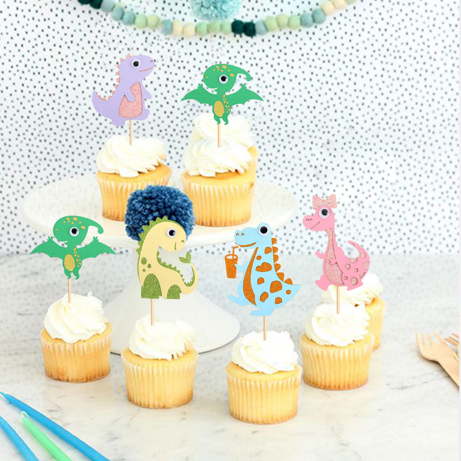 Mini Juegos Para Niños Ercadio Paquete De 32 Adornos De Dinosaurios Para  Cupcakes Para Bebé, Lindos Dinosaurios Para Cupcakes, Temática De Dinosaurio,  Baby Shower, Fiesta De Cumpleaños, Suministros De Decoración De Pasteles, image size:1600x1600