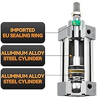 Vista 3 de Diámetro del cilindro neumático de aire de aleación de aluminio: 1 1/4 pulgadas (1.260 in), carrera: 4 pulgadas (3.937 in), vástago de pistón