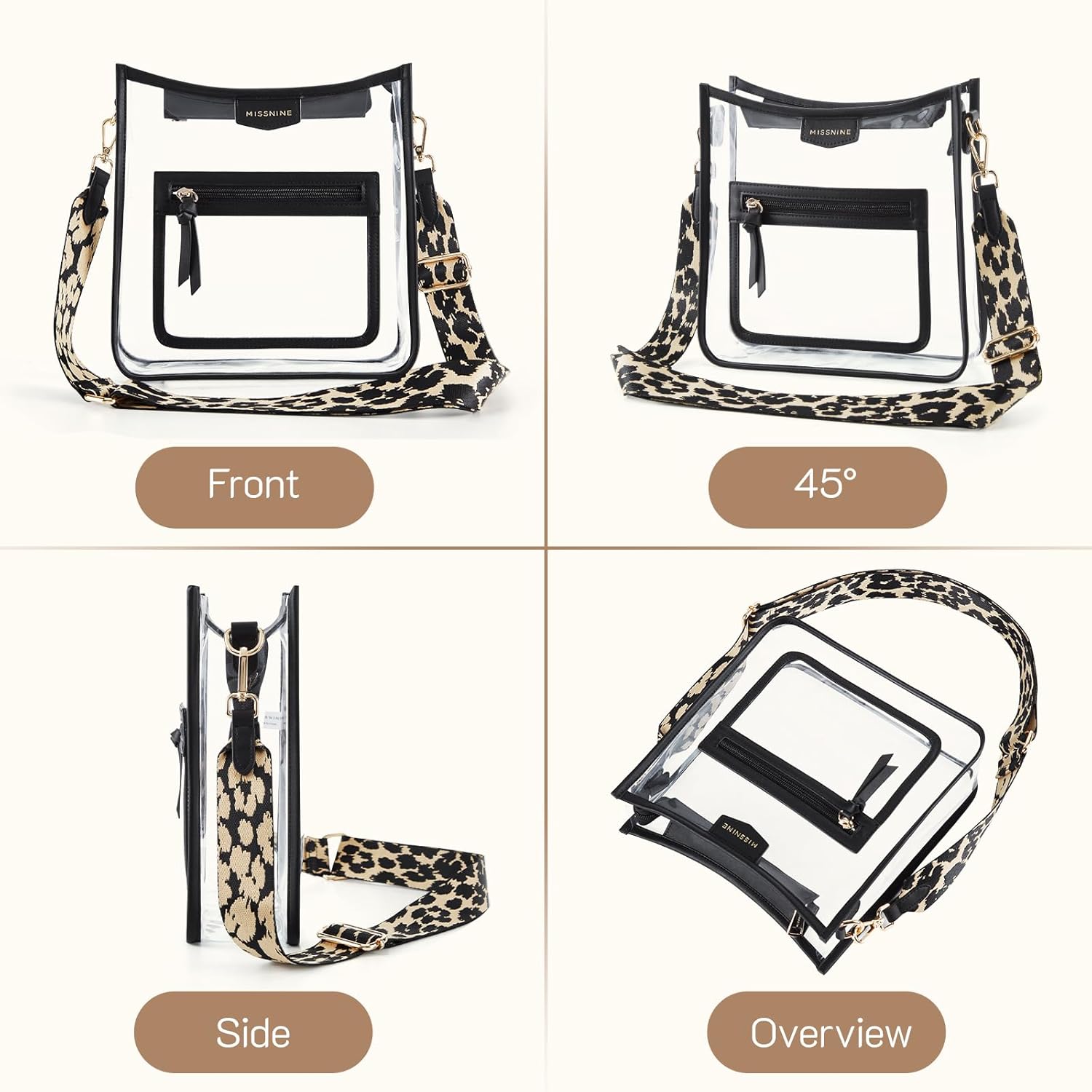 Missnine Clear Crossbody Bags for Women Stadium Approved Clear Purse for Concert Transparent Plastic Bag with Guitar Strap - Image 7