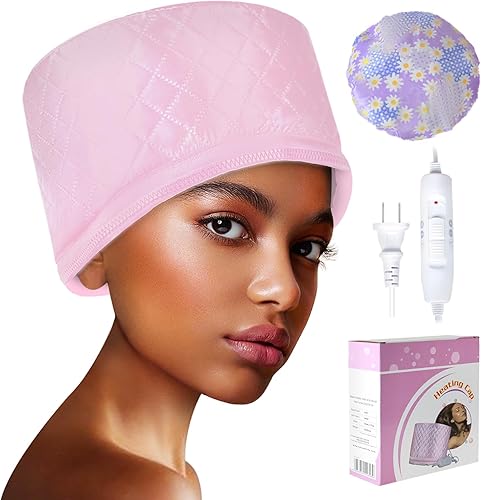 Heat Cap for Deep Conditioning Frqulaoe Hair Steamer for Natural Black Hair Portable Electric Heat Hair Spa Cap for Home Use with 2 Mode Temperature