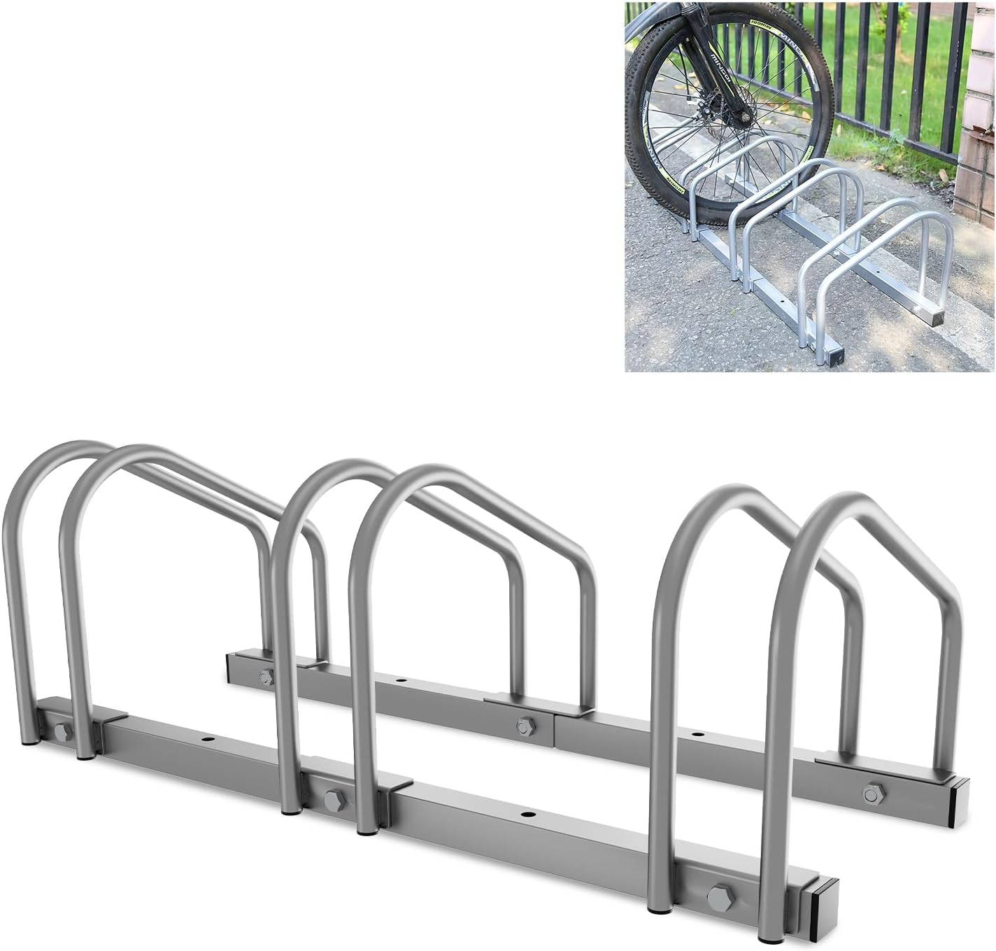 Jaxguom Fahrradständer Für 3 Räder - Bodenmontage Für Reifen Bis 55mm Breite