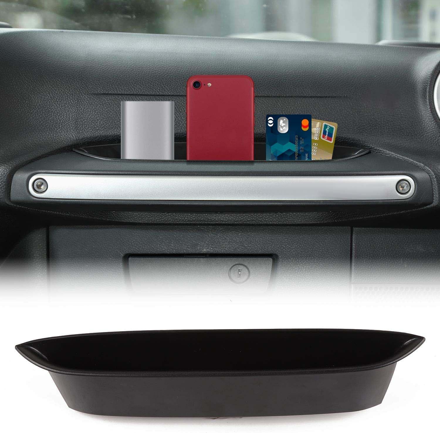 RT-TCZ for Wrangler JK Grab Tray Passenger Handle Storage Box Insert Organizer for Jeep Wrangler JK JKU 2011-2017 Black