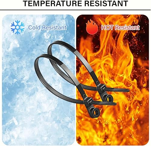 Miniatura 3 de Bridas negras resistentes con orificio para tornillo de 12 pulgadas, 100 unidades, correas de nailon resistentes a los rayos UV de 50 libras para un