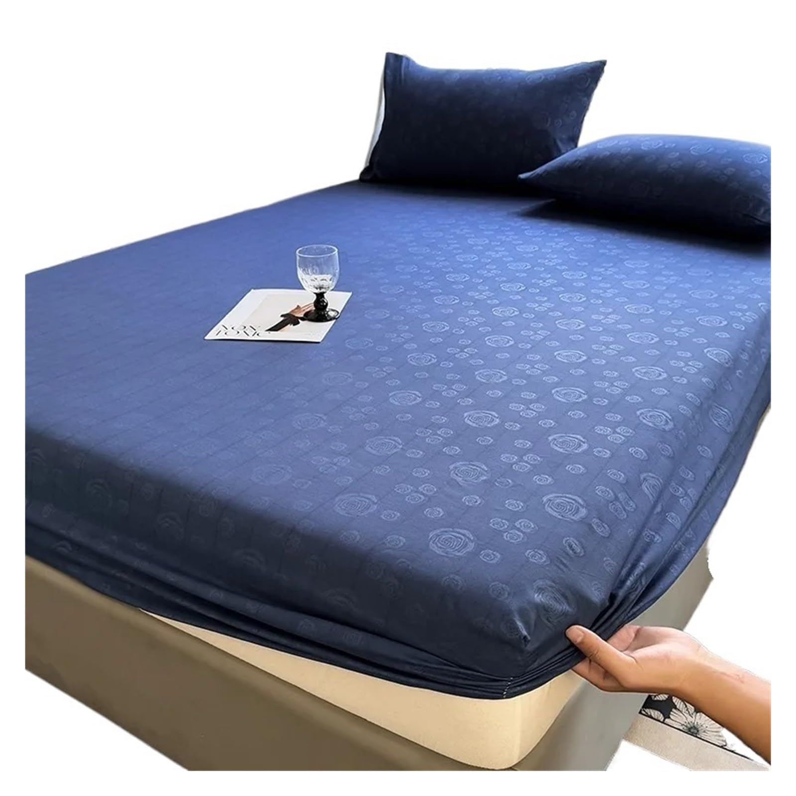 Protège-Matelas Drap-Housse imprimé, Couvre-lit élastique, Style Simple, sans taie d'oreiller(Color 1,Single 90x200cm 1pc)