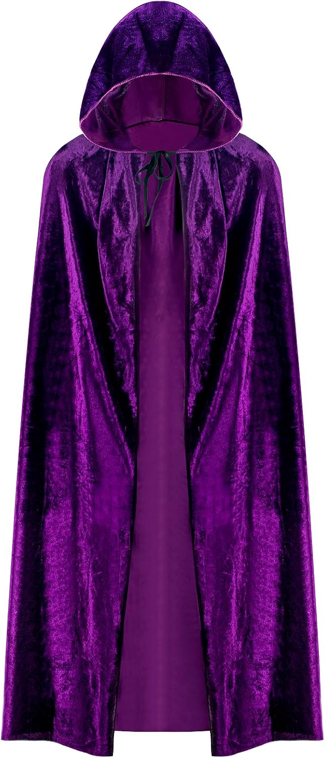 KAKU NANU Hooded Cloak Adult Teen Velvet Cape Halloween Vampire Witch Cape for Men and Women Cosplay Costumes