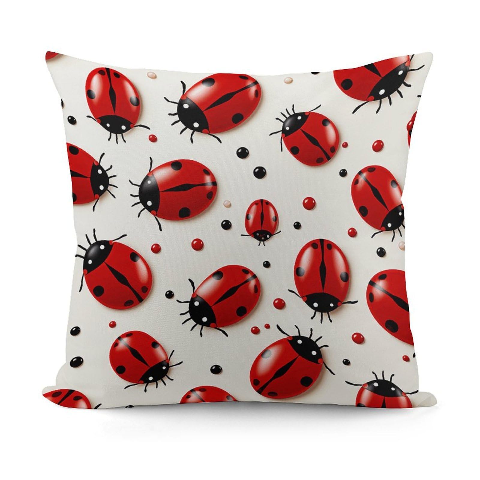 VstaDank Red Ladybug Throw Pillow Covers Fade-Resistant Plush Pillow Case Cozy Square Cushion Case Removable Pillowcase Exquisite Pillow Shams Soft Pillow Protector 18"x18"
