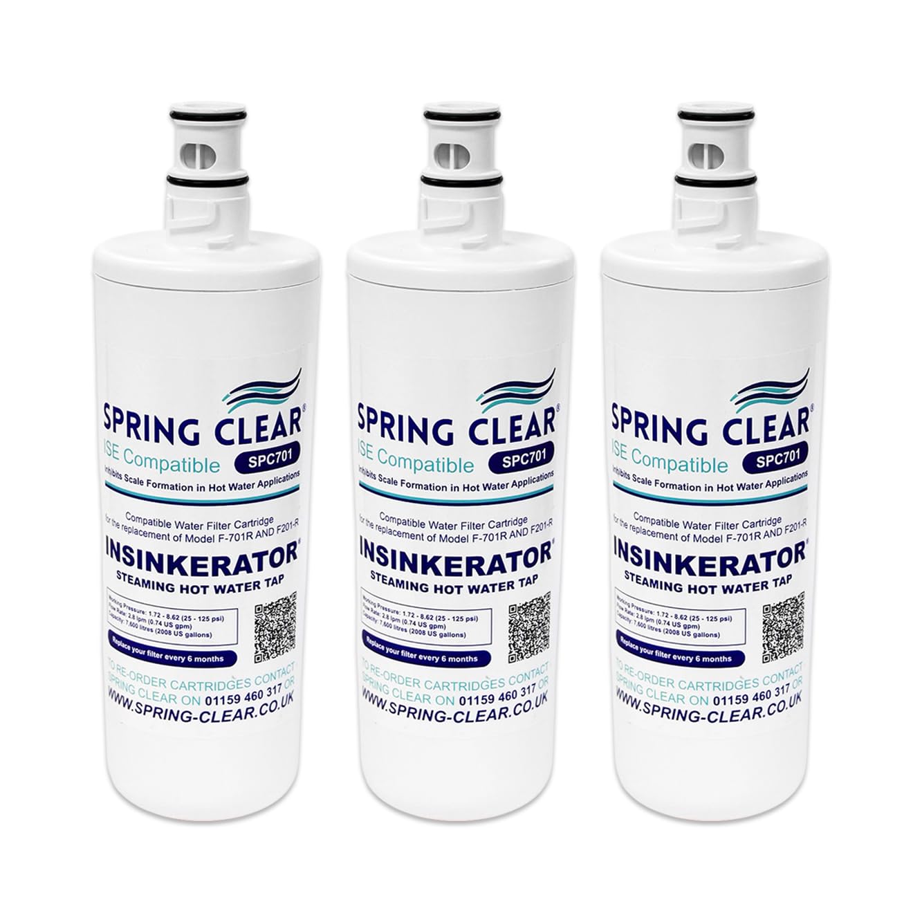 Springclear Spc-701 Compatible Water Filter Cartridge For Insinkerator F701r Instant Hot Water Tap | F701r, F-701R, 3Us-Af01, Hc-3300, Gn-1100, Hc-1100, 3M Ap3-765S, 70020019835 (3 Pack)