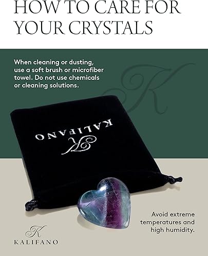 Miniatura 5 de KALIFANO Tallado en corazón de fluorita con efectos curativos y calmantes, cuarzo hematoide de alta energía, cristal de preocupación para reiki,