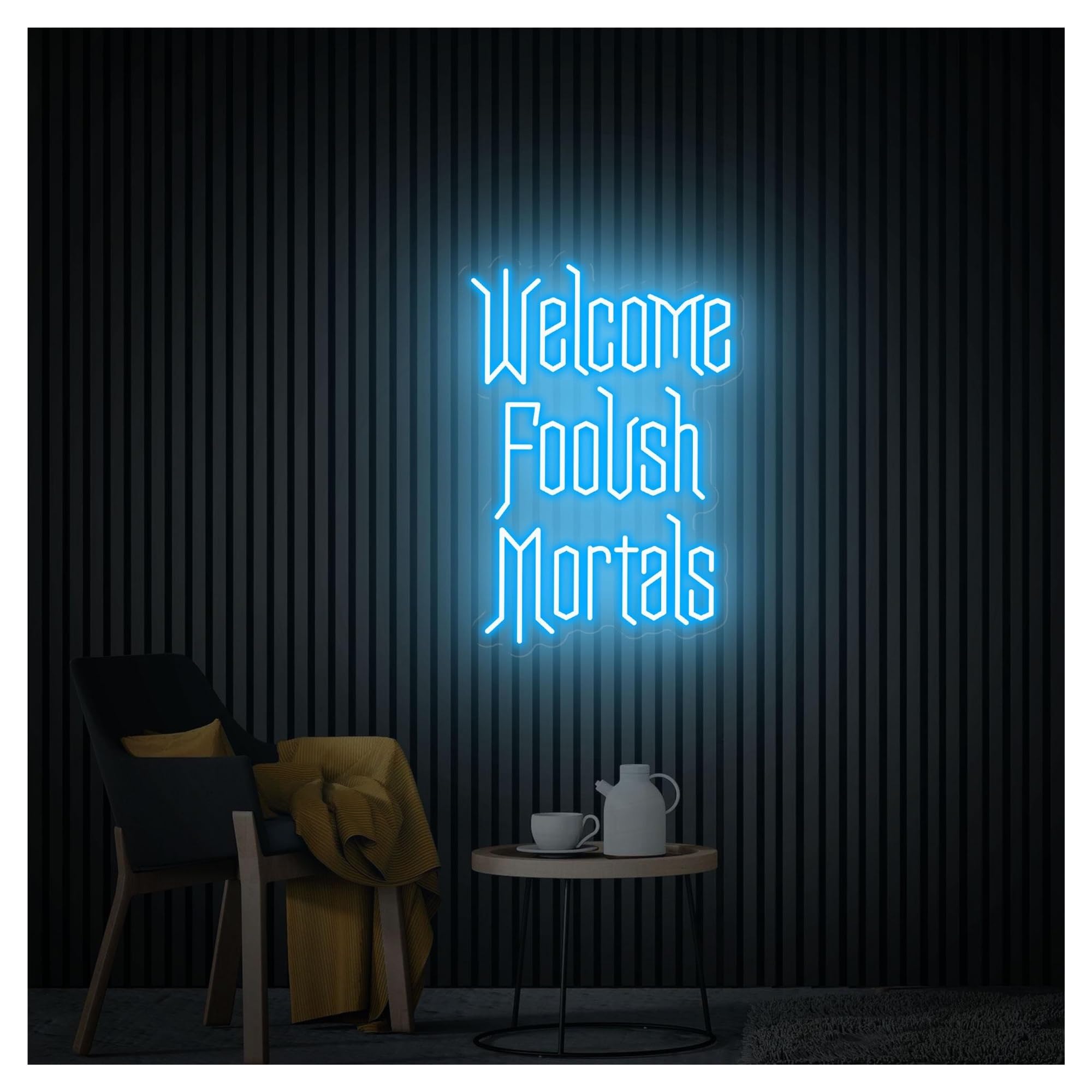 RONGCH Hanging Art Signs Welcome Foolish Mortals Neon Sign,Suitable for Festival Party Decor with Dimmable 31cmx45cm(B)