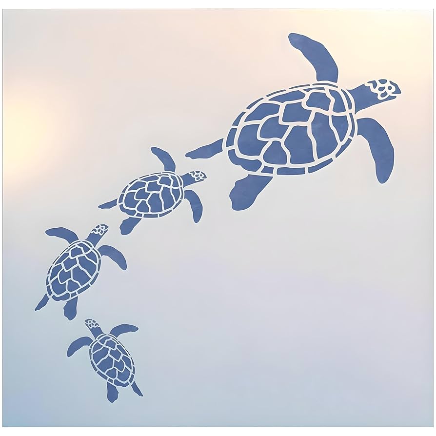 amazon-com-sea-turtle-family-stencil-10-5-x-10-5-image-reusable-mylar-craft-stencil-for-wall-art-home-decor-furniture-and-diy-projects-ocean-inspired-designs-the-artful-stencil-handmade-products