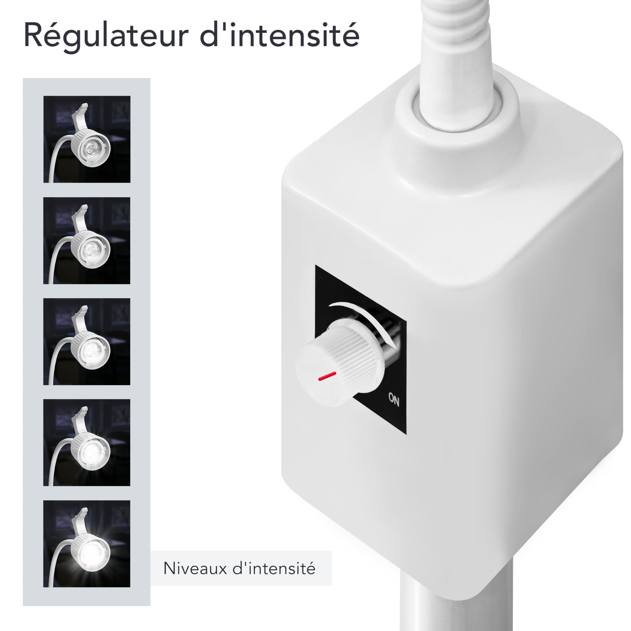 AIESI® Lampe d'examen médical à LED avec bras flexible sur pied avec roues pivotantes à usage médical, Articulation directionnel, Garantie 24 mois