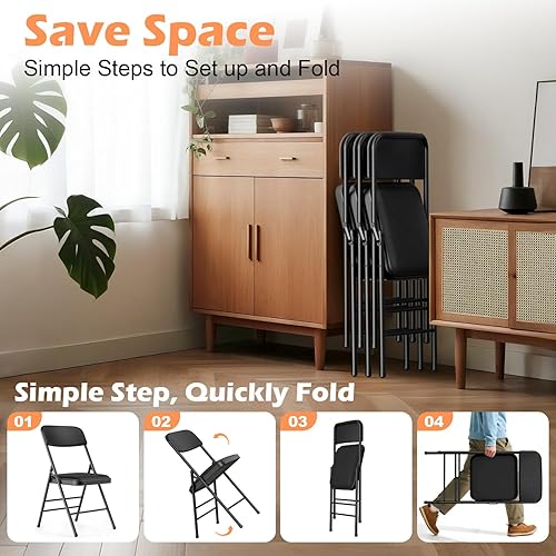 Miniatura 5 de Silla plegable de grado comercial con cojín de tela acolchada (16 x 16 pulgadas, patas de doble bisagra, estilo de lujo9.9 lbs de capacidadpeso