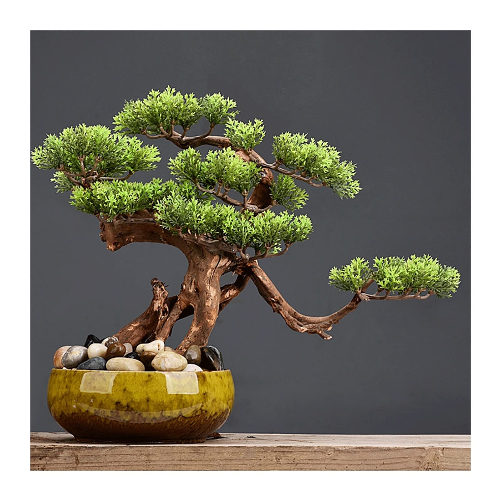 MYUYEE Artificial Plant 12 Inch Tall Fake Pine Tree Faux Bonsai Pine Tree Artificial Green Plants Used As Home Decoration