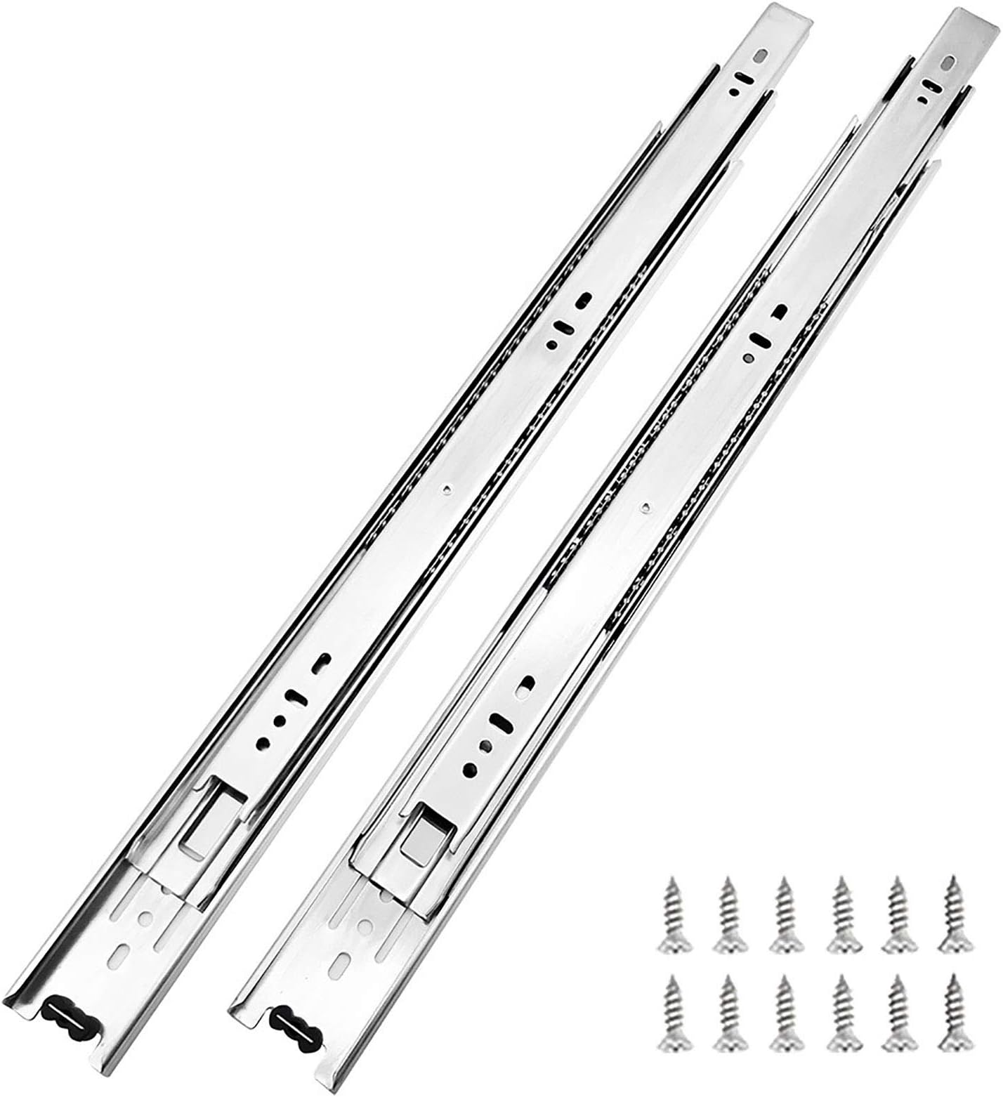 10 Pairs of 16 Inch Hardware 3-Section Full Extension Ball Bearing Side Mount Drawer Slides,100 LB Capacity Drawer Slide