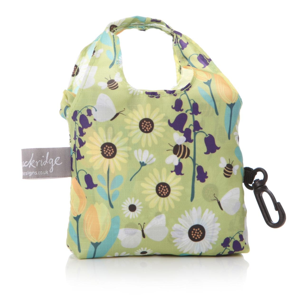 Shopping Bag in a Bag Tote Fold Away Reuseable Pocket Shopper - Lisa Buckridge Yellow Springtime design