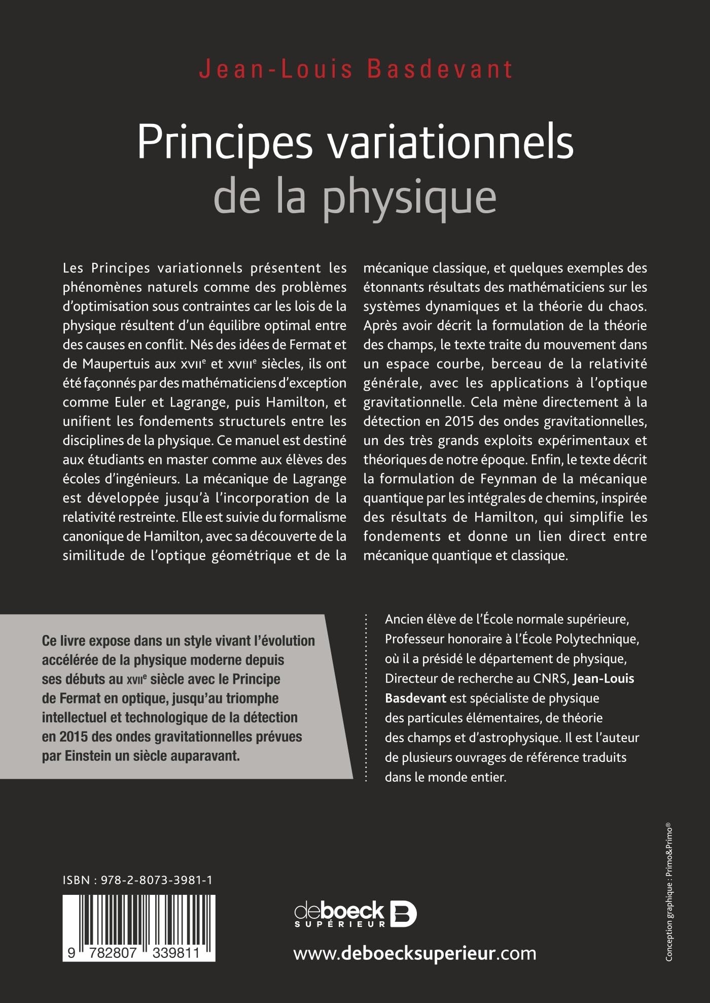 Principes variationnels de la physique: Cours et applications