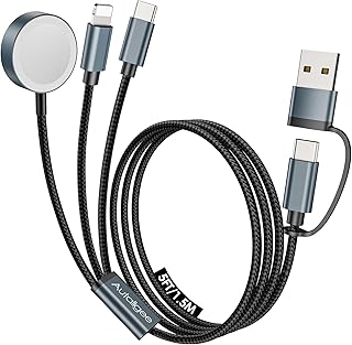 Travel Essentials for Apple Watch Charger,3 in 2 USB C Cable for Multi Charging Cable Cord,Vacation Camping RV Essentials Portable Designed for iWatch &iPhone 17-11 -5FT ﻿