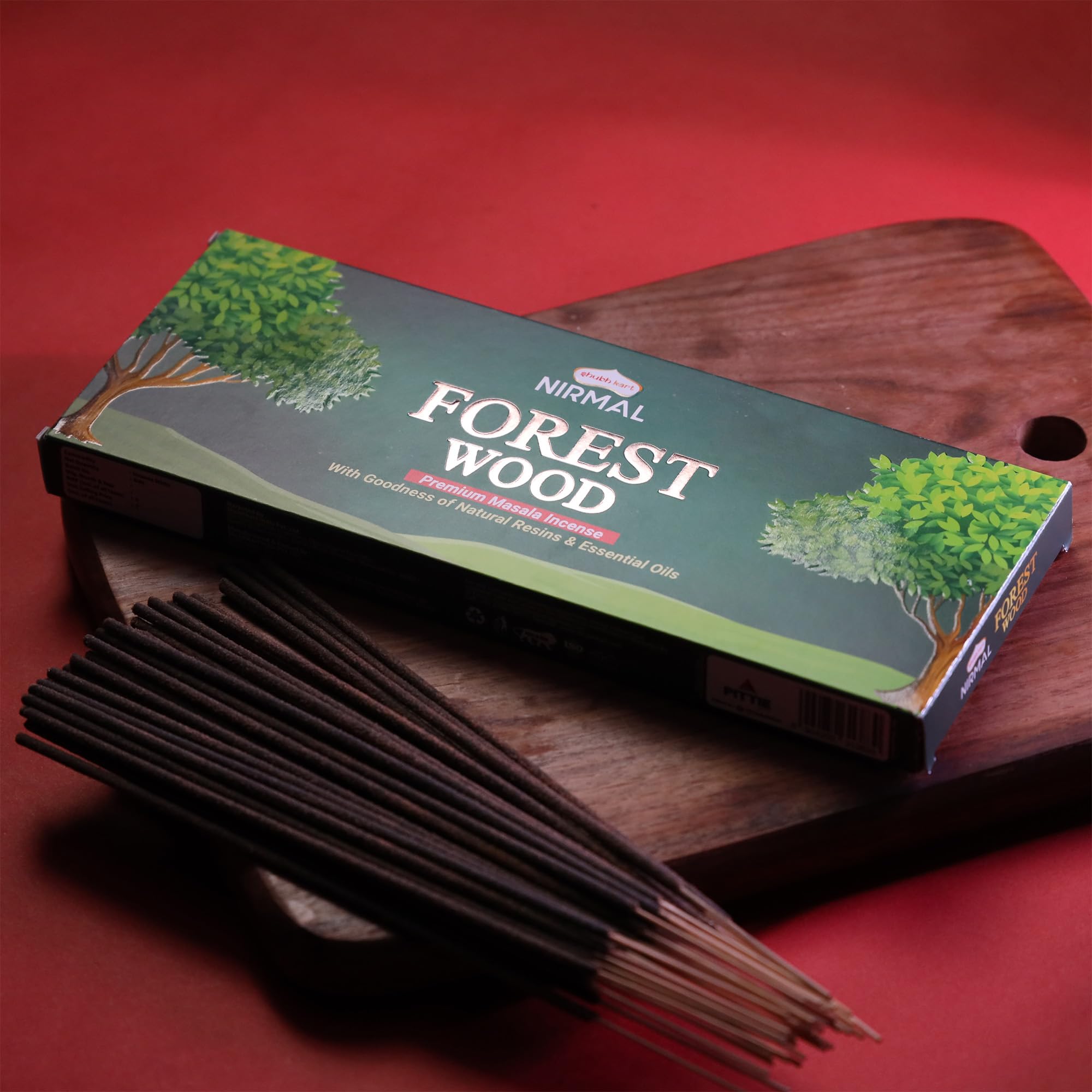 Shubhkart Nirmal Forest Wood Masala Agarbatti Stick – 40 Sticks x 2 | Premium Hand Rolled Incense | Long Lasting Woody Aroma | Incense Sticks for Pooja, Meditation & Home Fragrance | Charcoal Free