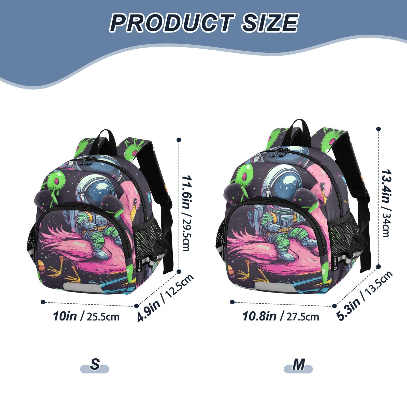Astronaut Flamingo Space Dark Toddler Harness Backpack for Boys Girls 3-6 Years Kids Backpack with Anti Lost Safety Leash Baby Protection Backpack for Preschool Travel Walking