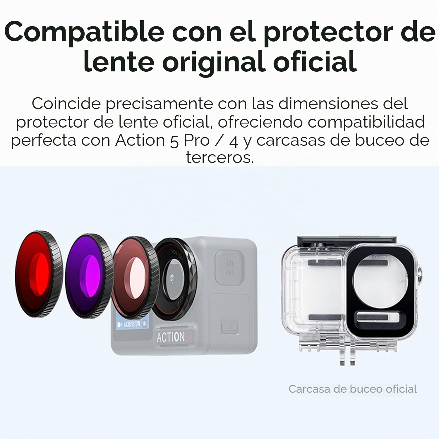 Filtro protector de lente impermeable para DJI Osmo Action 5 Pro/Action 4 cámara deportiva, filtro de cubierta protectora de lente subacuática antivaho (rojo)