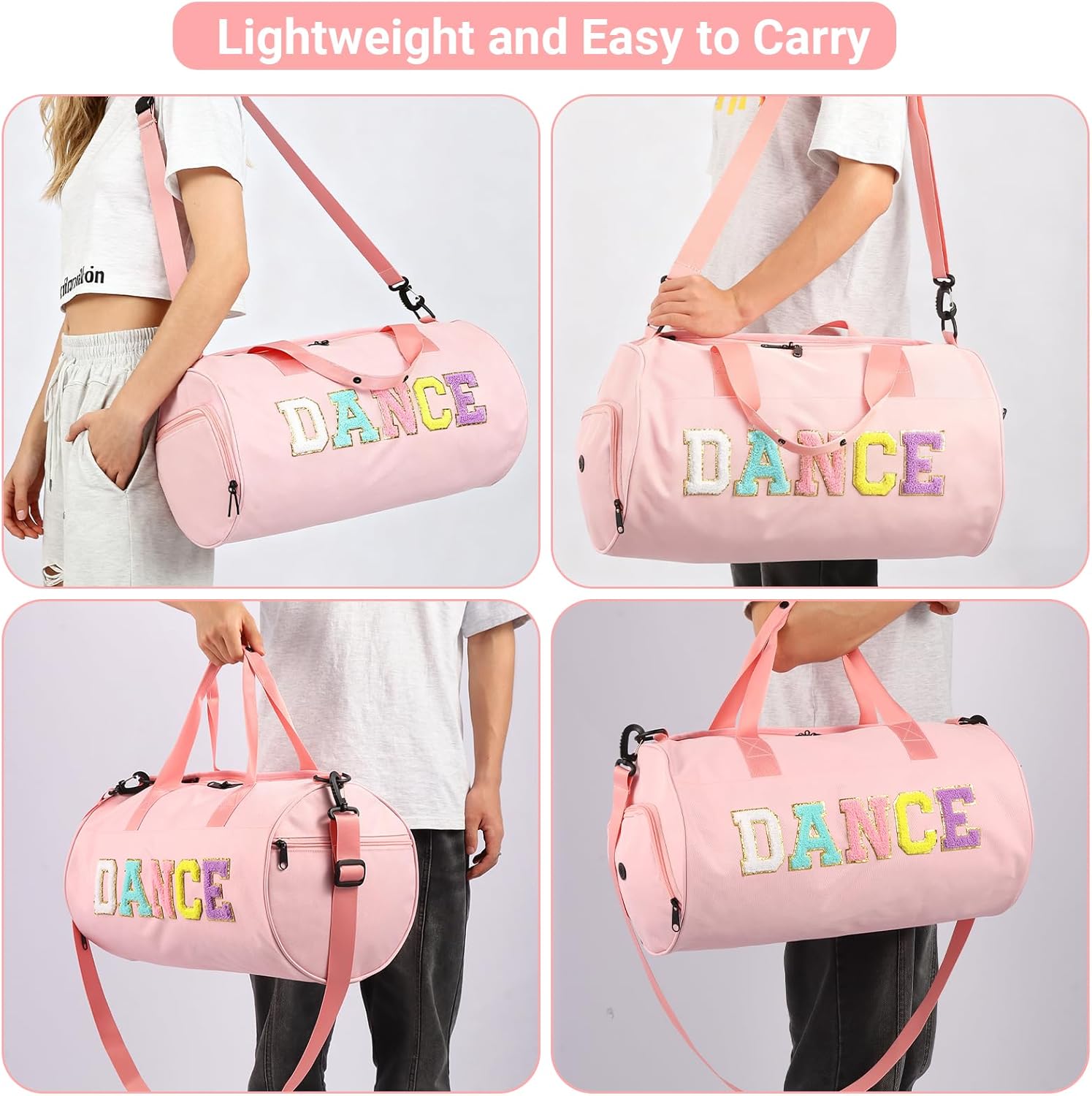 Dance Ballet Bag for Women Big Size Sport Gym Duffle Bags for Dancers,Teens,Student Athletes (Pink) - Image 5