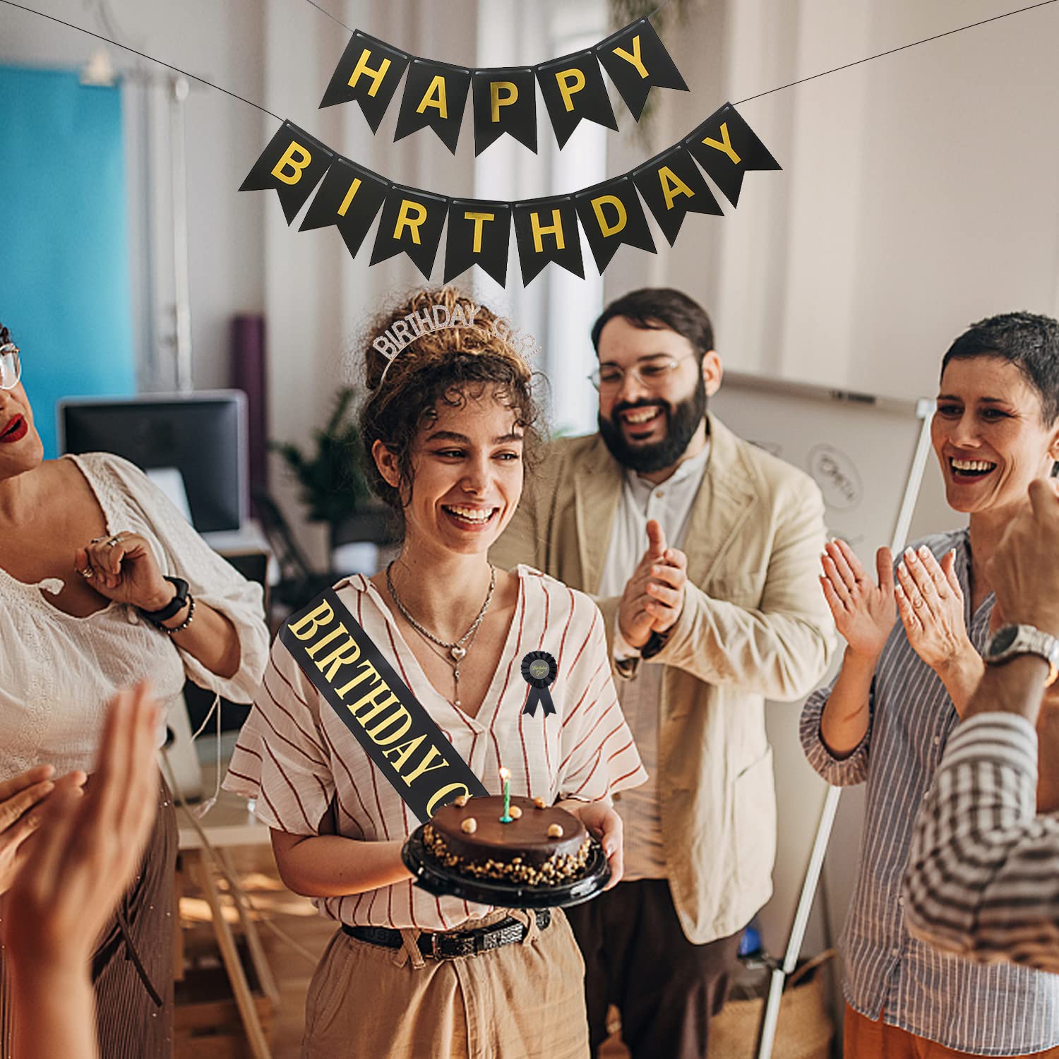 COCIDE Geburtstags-Set – Schärpe & Strass-Tiara Für Birthday Girl, Silber, Mit Sicherheitsnadel, Perfekt Für Partys