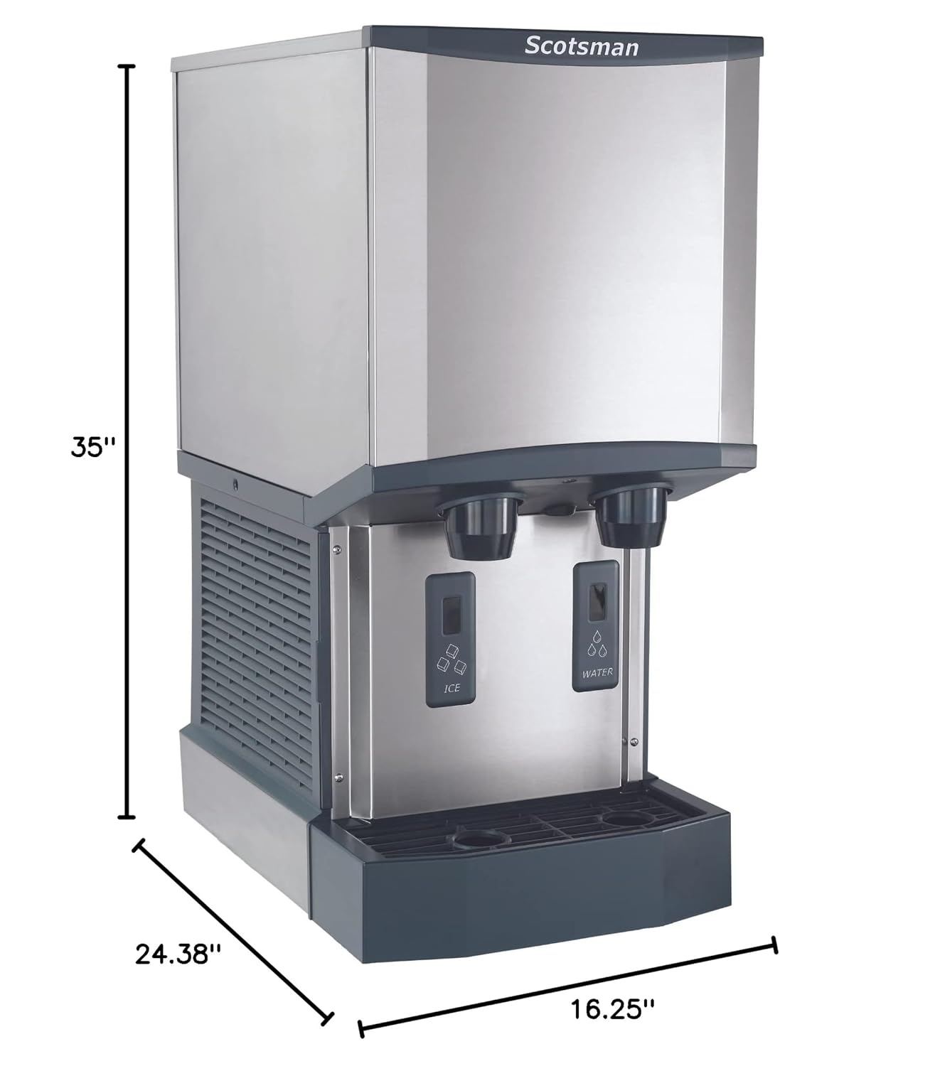 Scotsman HID312A-1, Meridian Nugget Ice & Water Dispenser, 12 lb Storage Capacity, 300 lb Daily Production, Stainless Steel, Countertop Air-Cooled, Self-Contained Refrigeration, 115v, NSF