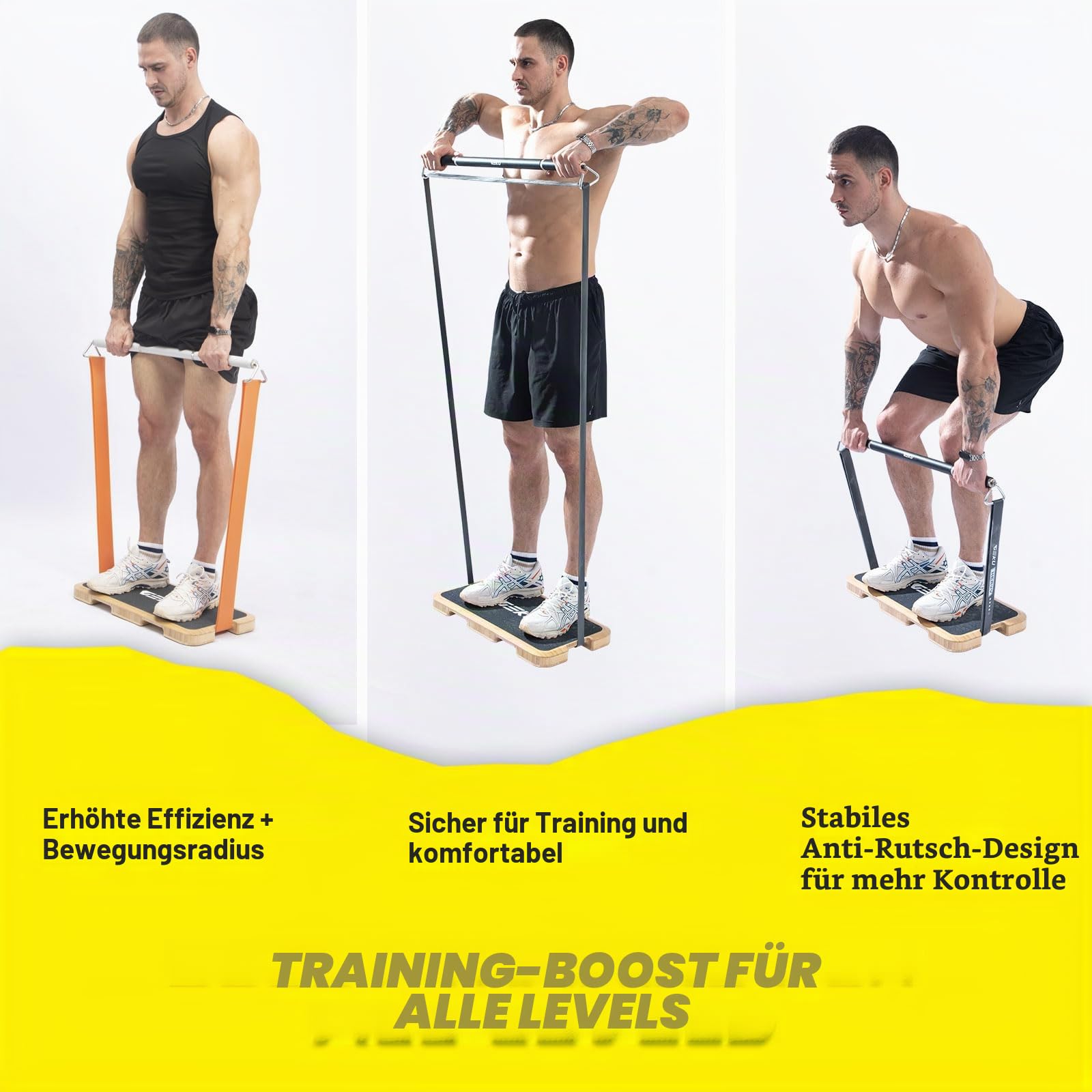 Widerstandsband-Workout-Fußplatte für Widerstandsband, Holz-Übungsplattform mit rutschfester Oberfläche für Widerstandsband-Training, Widerstandsband-Workout, Stretching und