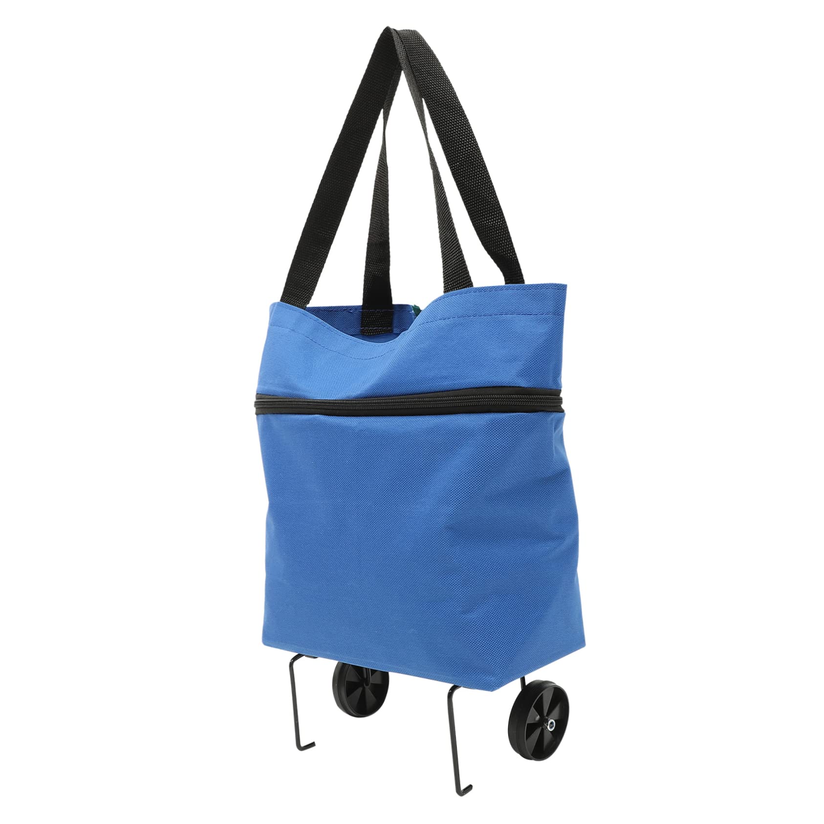 BUGUUYO Collapsible Trolley Bag with Foldable Wheels Capacity Grocery Shopping Bag Adjustable Handles for Laundry and Groceries Royal Blue