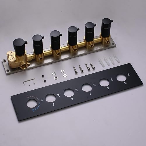 Miniatura 7 de WHSHOWER Sistema de ducha termostático con chorros de pulverización corporal ORB de 16 x 24 pulgadas, juego de grifo de ducha de cuerpo completo 3