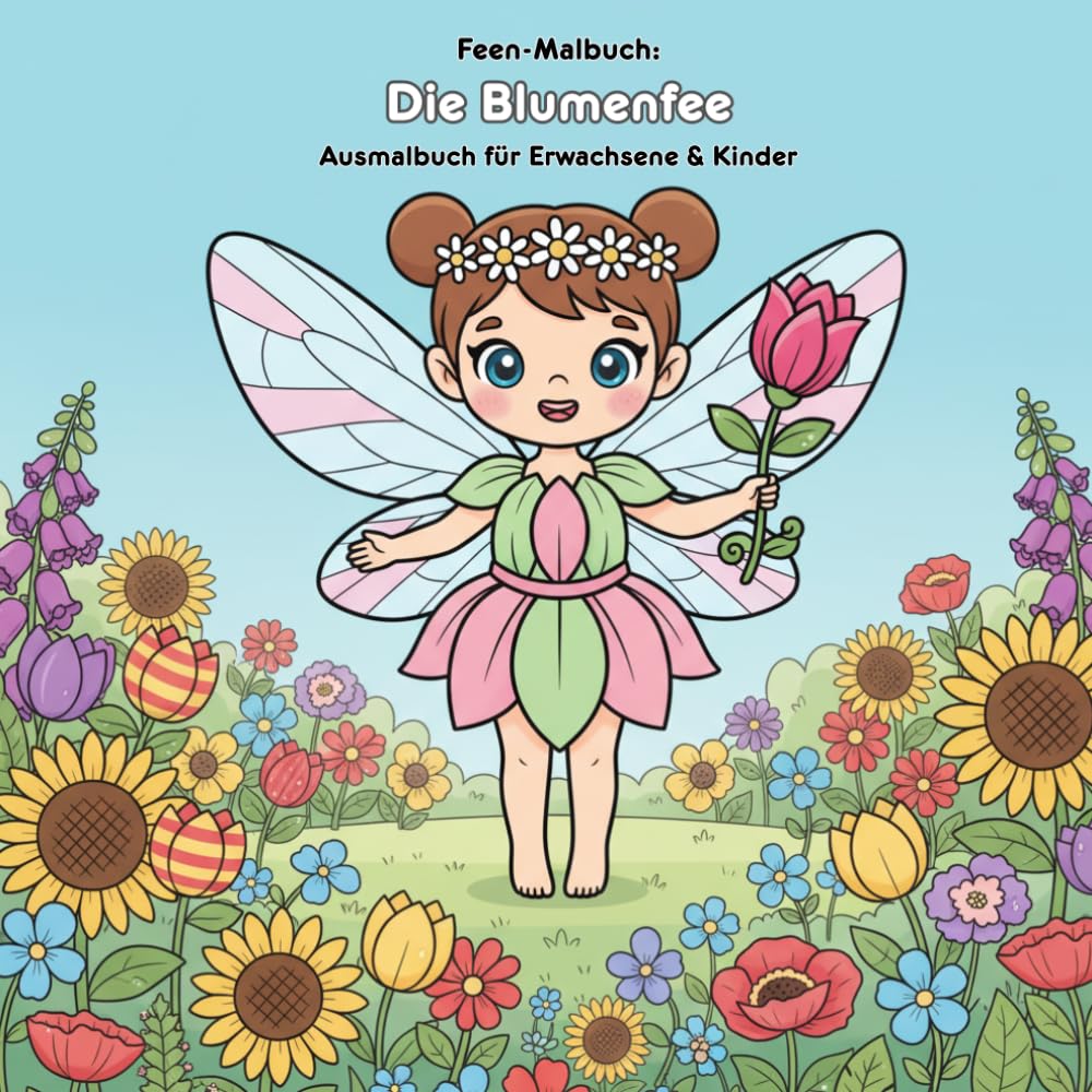 Die Blumenfee: Geschichte und Malbuch: Für Erwachsene & Kinder | 36 Ausmalbilder | Eine magische Feen-Geschichte zum Ausmalen und Entdecken | 21.59 x 21.59 cm