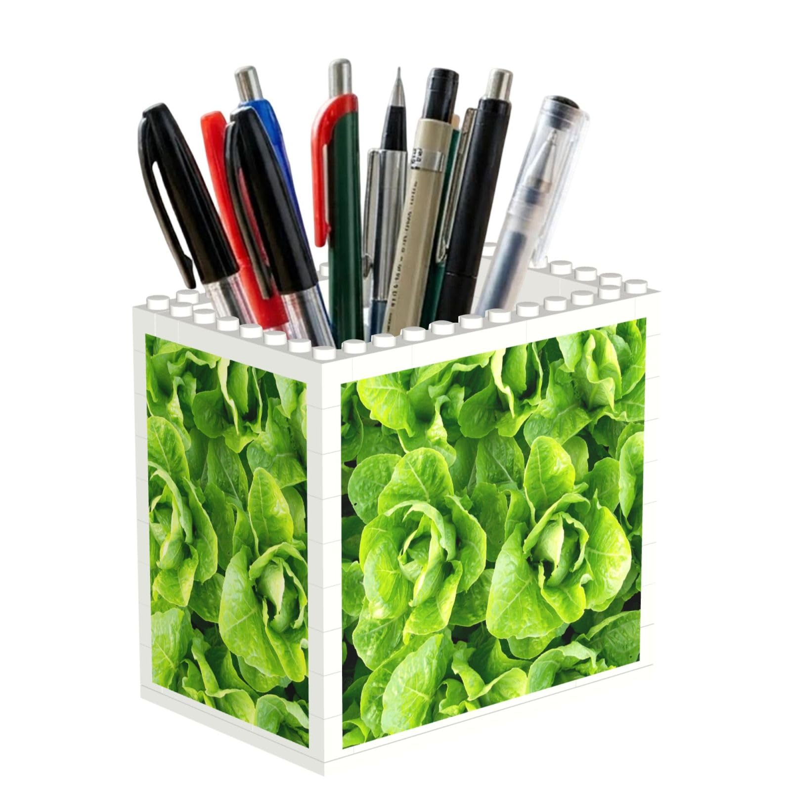 Poadnly Fresh Romaine Lettuce, Pen Pot Pencil Holder for Office Home School, Compact Desk Organiser for Office Stationery