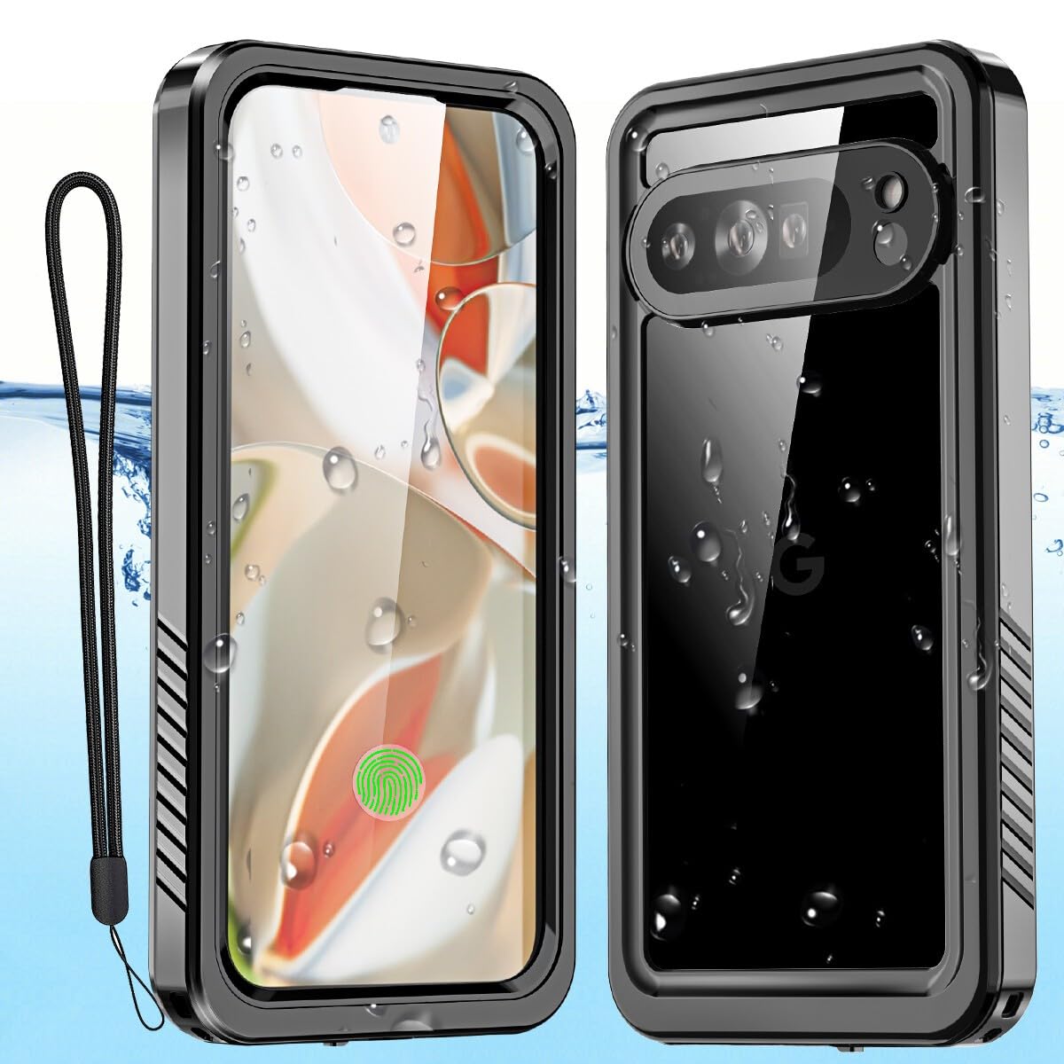 Generic Funda compatible con Google Pixel 10 (color: negro), impermeable, cuerpo completo, a prueba de golpes, parte trasera dura, carcasa completa de silicona a prueba de golpes