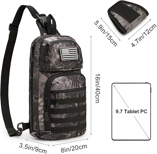Miniatura 9 de G4Free 10L Tactical EDC Sling Bag Mochila Militar Molle Pecho Hombro Asalto Pack para transporte oculto, Negro -, Mochilas Sling