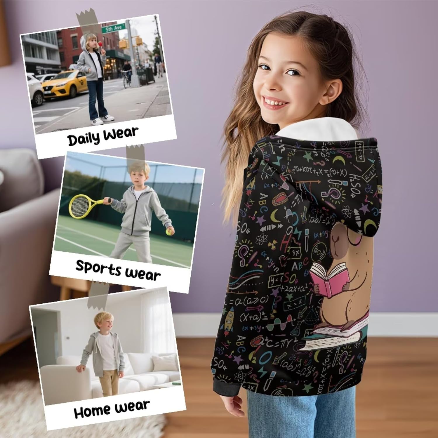 Boys Girls Sweatshirts Kids Full Zipper Hoodies Soft Casual Sportswear Fashion Jacket Coat Outdoor School