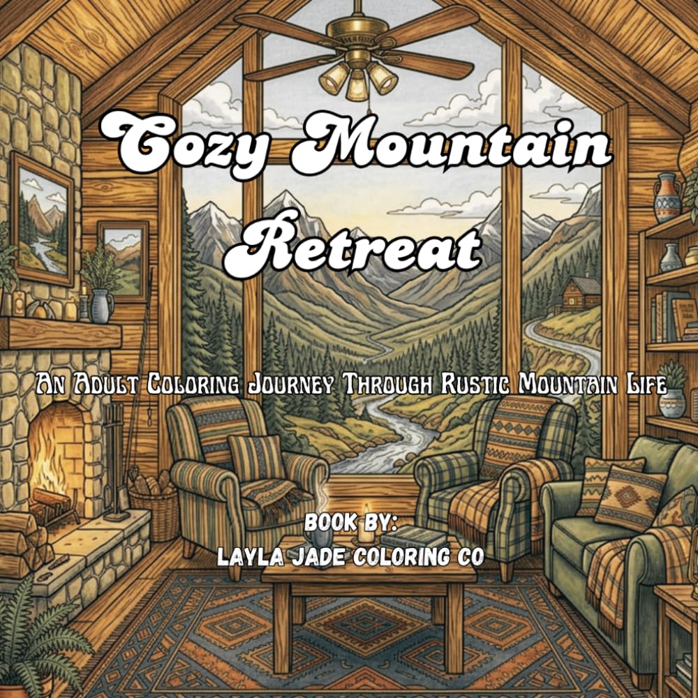 Cozy Mountain Retreat: An Adult Coloring Journey Through Rustic Mountain Life