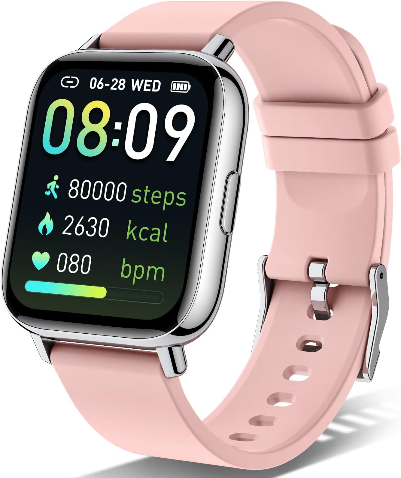 MuGo Smart Watch for Women, Fitness Tracker 1.69" Touch Screen Smartwatch, Pedometer with Heart Rate and Sleep Monitor, IP67 Waterproof Fit Smartwatches, Activity Tracker Watch Pink