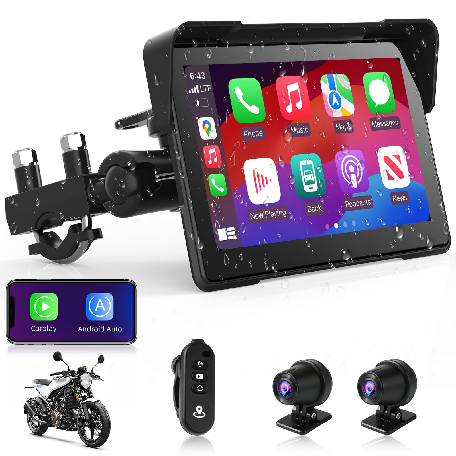 Jelkuz Motorcycle CarPlay with Dash Cam