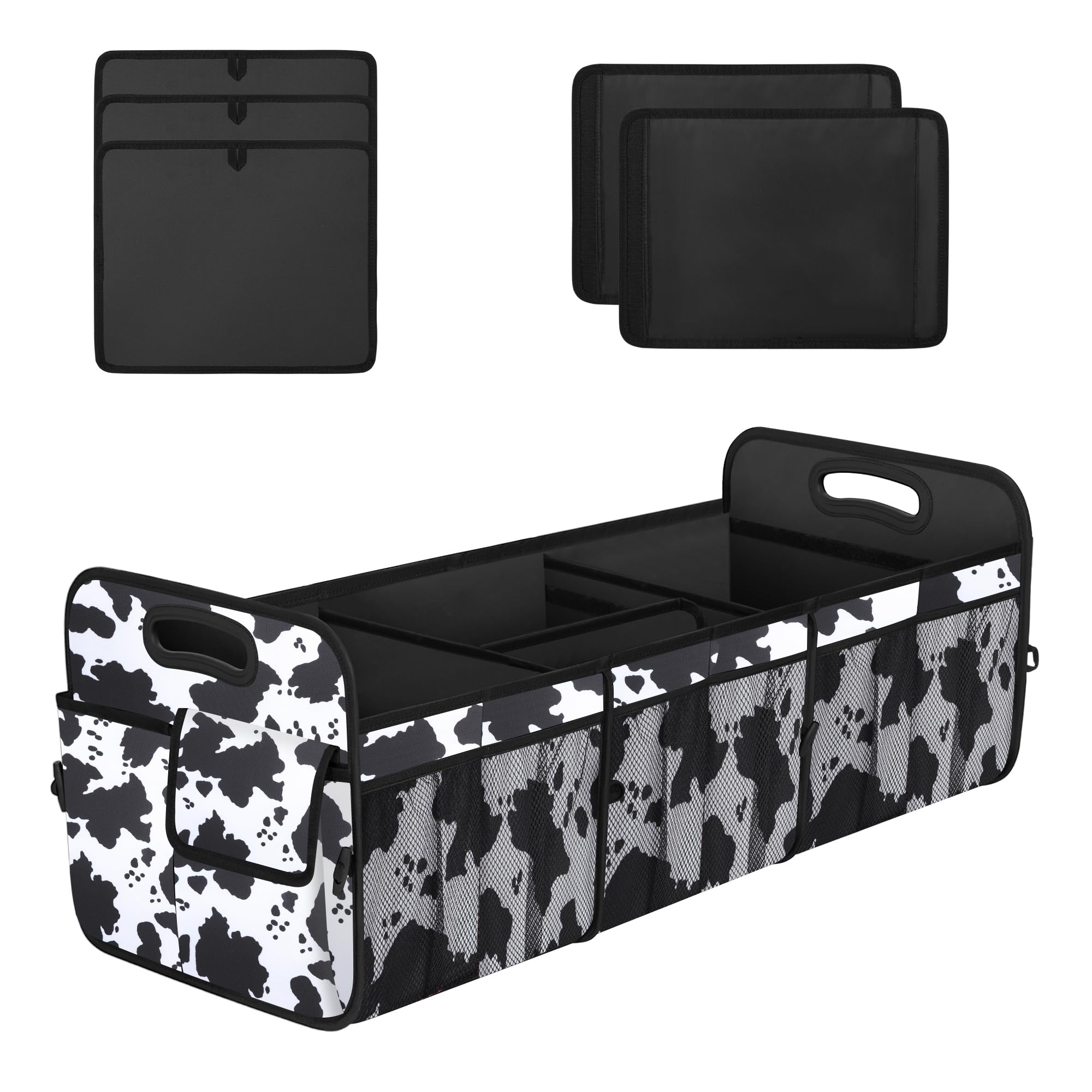 Femuar Trunk Organizer for Car, 90L Extra Large Size, Cow print