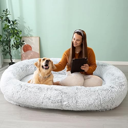 Miniatura 29 de JOLLYVOGUE - Cama para perro, cama grande relajante y antiestrés, cojín esponjoso con forma de dona para mascotas medianas y grandes (27, 30 y 36 01