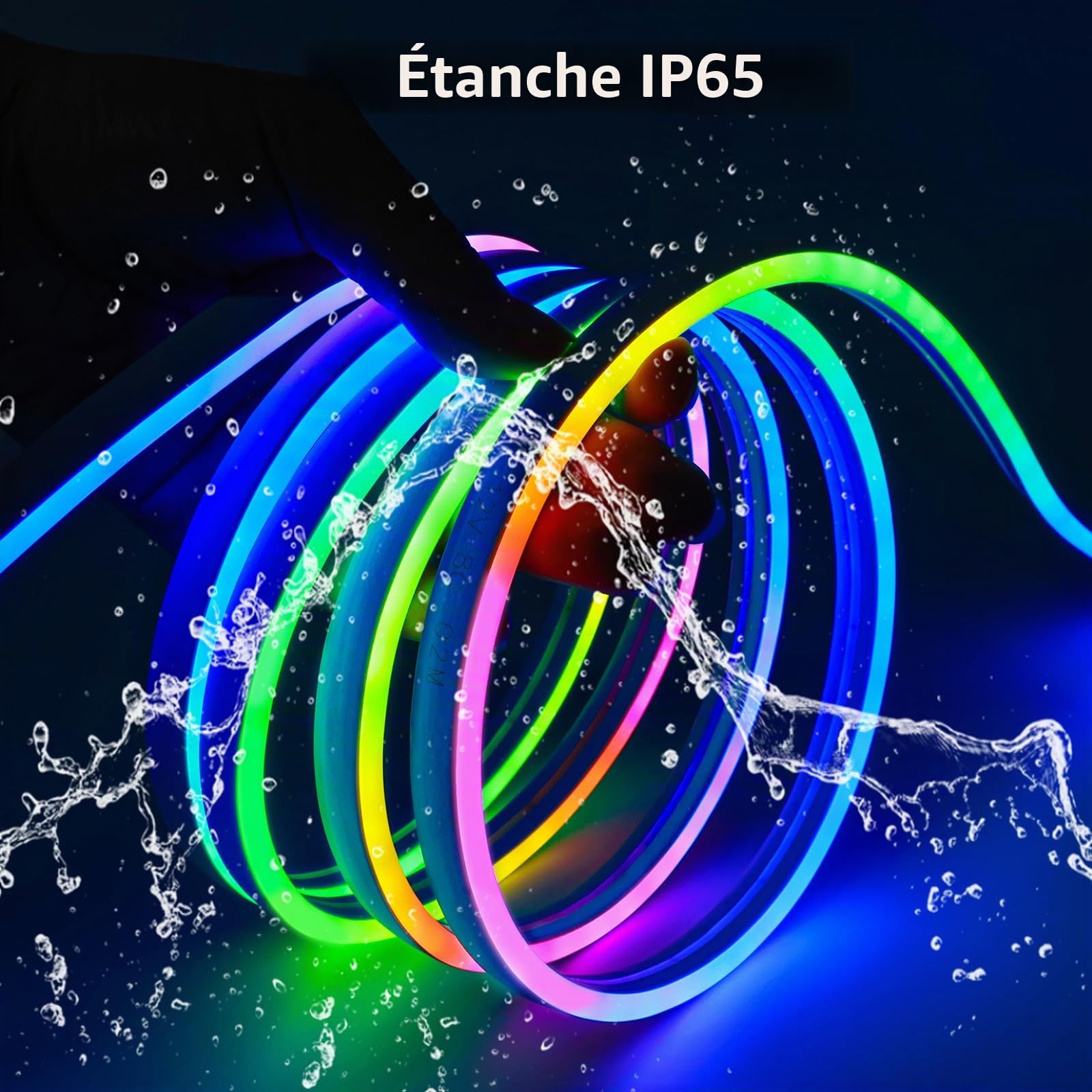 12V WS2811 Bande Lumineuse LED Néon, Bande de Pixels RVB 5 mètres IP65 étanche Pleine Couleur Adressable Individuellement Intelligente pour la Décoration Publicitaire de Bricolage